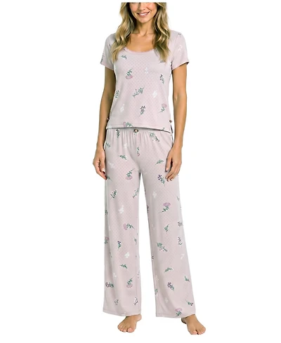 Sincerely Jules Women's Brushed Pointelle Square Neck Top & Pants, 2-Piece Set