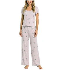Sincerely Jules Women's Brushed Pointelle Square Neck Top & Pants, 2-Piece Set
