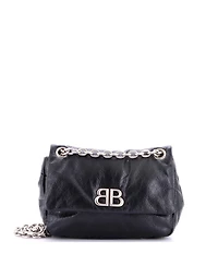 Pre-Owned Balenciaga Mini Monaco Chain Flap Shoulder Bag Leather