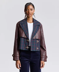 Avec Les Filles Women's Colorblocked Cropped Spread Collar Trench Jacket