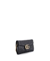 Pre-Owned Gucci Mini Pearly Gg Marmont Chain Wallet Matelasse Leather