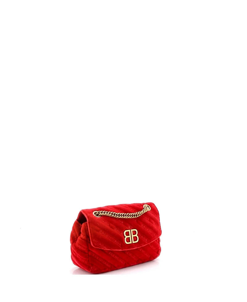 Pre-Owned Balenciaga Small Bb Chain Round Shoulder Bag Quilted Velvet