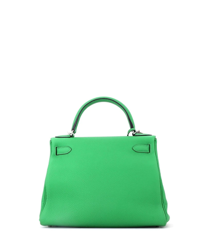 Pre-Owned Hermes Kelly 28 Handbag Green Togo with Palladium Hardware