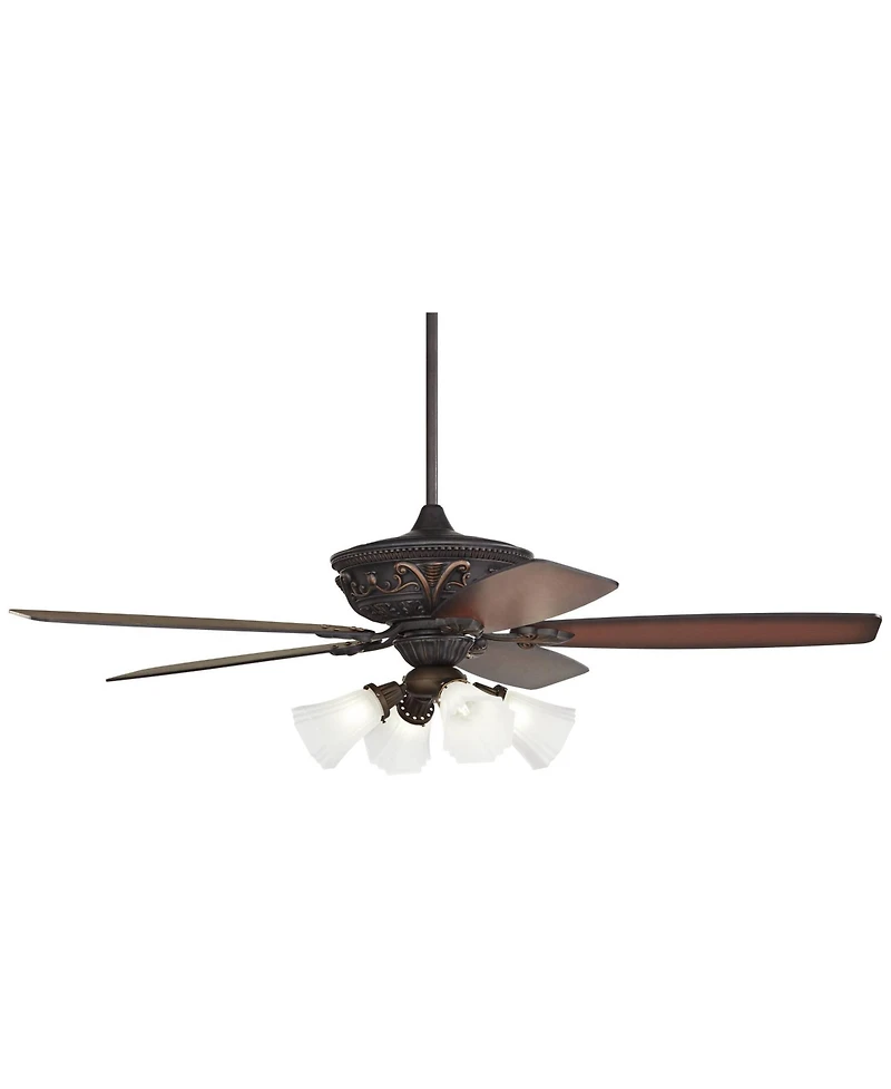 Casa Vieja 60" Montego Industrial Rustic Indoor Ceiling Fan Led Light Frosted Glass for Living Kitchen Home