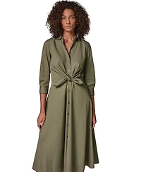 Donna Karan Weekend Women's Poplin Collared 3/4-Sleeve Shirt Dress