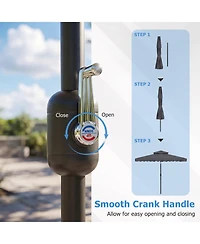 Gouun 9 Feet Solar Led Patio Umbrella with Push Button Tilt and 8 Ribs