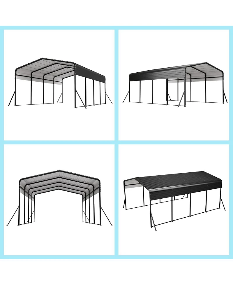 Asagikoiai 13x20 Feet Heavy-Duty Metal Carport with Reinforced Steel Roof for Car and Outdoor Storage