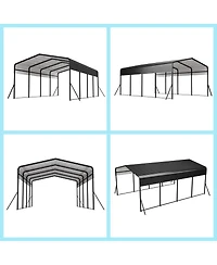 Asagikoiai 13x20 Feet Heavy-Duty Metal Carport with Reinforced Steel Roof for Car and Outdoor Storage