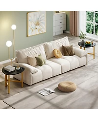 Sugift Set of 2 Triangle Oval Coffee Tables with Metal Legs