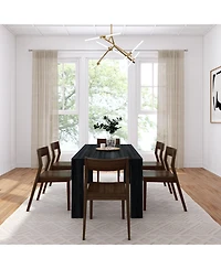 Plank+Beam 72" Modern Solid Wood Dining Table Set, Wirebrush, + 6 Chairs
