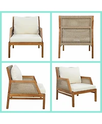 Asagikoiai 4-Piece Acacia Wood Outdoor Sectional Sofa Set with Coffee Table