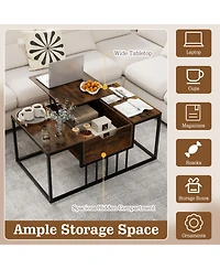 Sugift Lift Top Center Table with Hidden Storage Compartment and 23.5in Raised Workspace