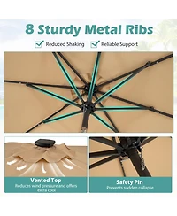 Gouun Solar Patio Umbrella with 24 Led Lights and Tassel for Yard