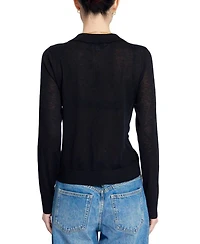 Central Park West Women's Sienna Sheer Isla Button-Up Collared Long-Sleeve Sweater