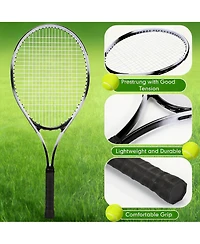 Aofar 4 Pack Tennis Rackets Adult Recreational Pre Strung Lightweight Balls Overgrips