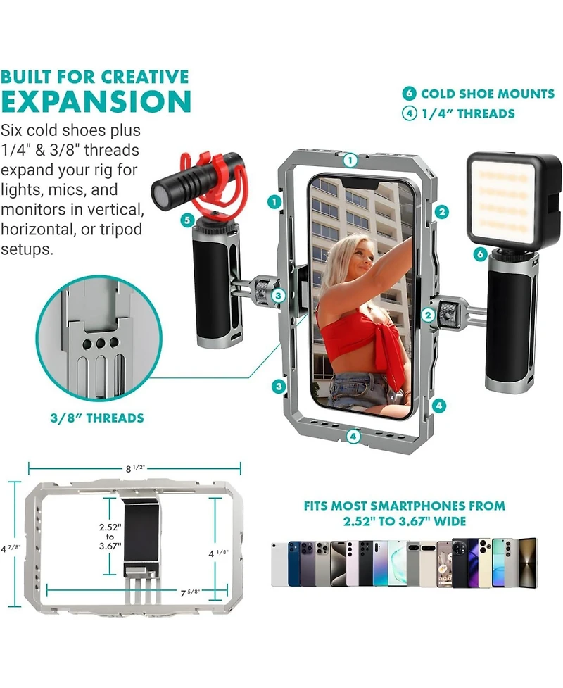 Movo iFilmer-pro Dual Grip Smartphone Rig with VXR10 Shotgun Microphone for iPhone and Android