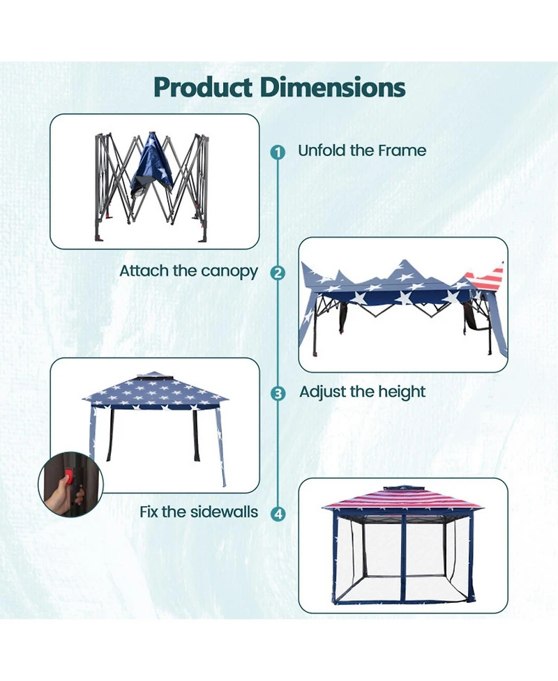 Gouun 2-Tier Pop-Up Gazebo Tent with Mesh Screens
