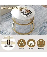 Sugift 31.5 in Round Lift Top Coffee Table with Hidden Compartment and Side Shelves