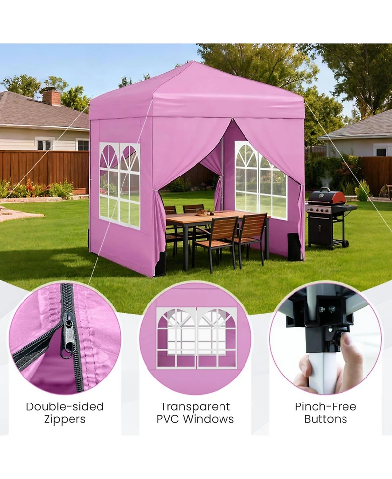 Gouun 6.5 x 6.5 Ft Pop Up Canopy Tent with 4 Sidewalls and Wheeled Bag