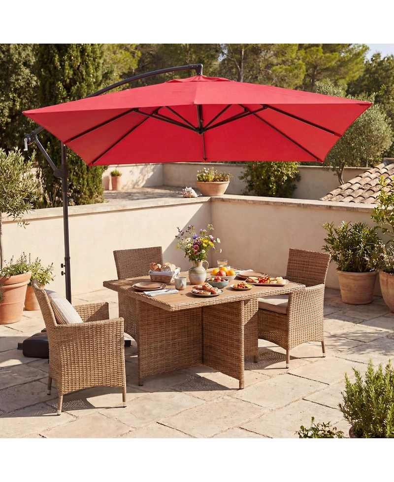 Gouun 8 x 8 Feet Square Hanging Offset Patio Umbrella with Cross Base