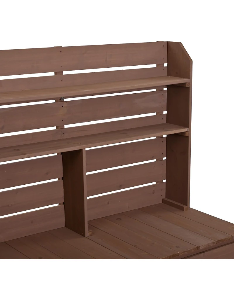 Streamdale Furniture Large Wooden Garden Potting Bench With Storage And Lockable Wheels