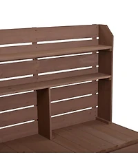 Streamdale Furniture Large Wooden Garden Potting Bench With Storage And Lockable Wheels