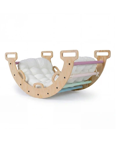 Sugift Montessori 3-in-1 Wooden Rocking Climbing Arch