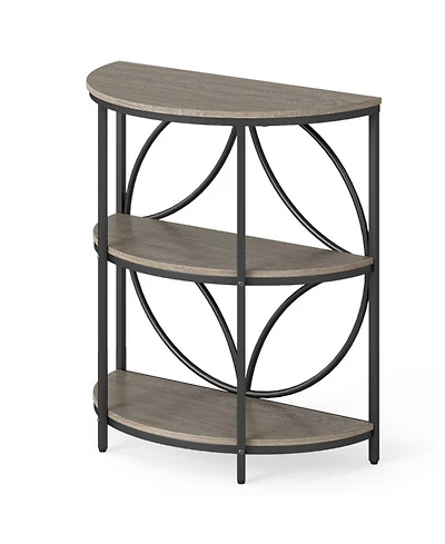 Sugift 3-Tier Half Round End Table with Sturdy Metal Frame for Living Room