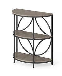 Sugift 3-Tier Half Round End Table with Sturdy Metal Frame for Living Room