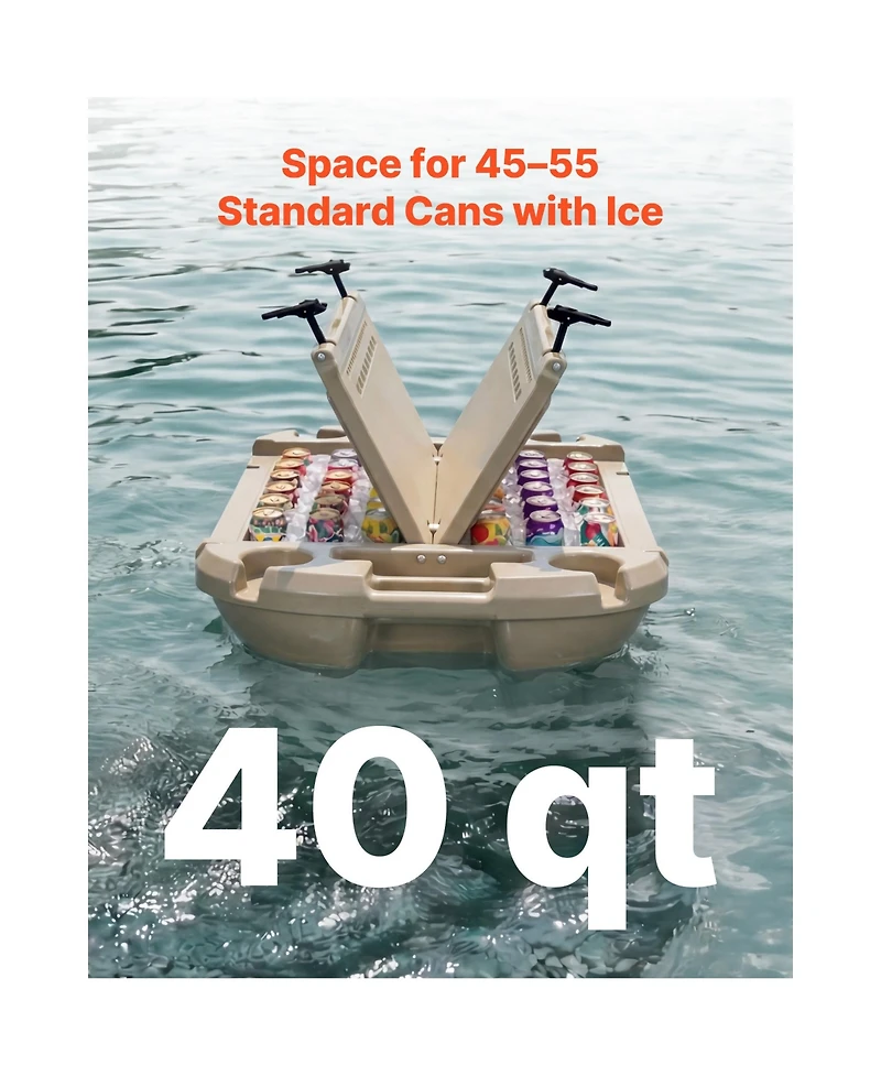 Hongge 40 Qt Floating Ice Chest Cooler with Dry Storage Compartment