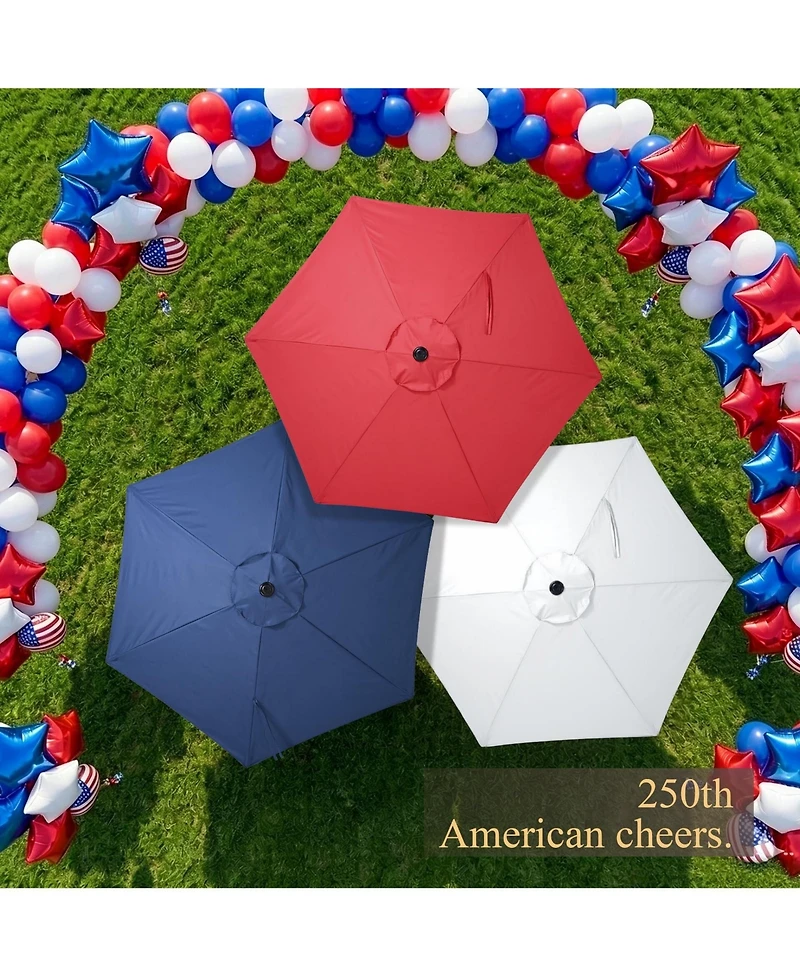 Yescom 7.5Feet Portable Patio Table Umbrella with Tilt 3piece Deck Shade for 250th National Anniversary Celebration Decor Ornament