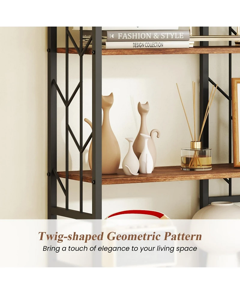 Sugift 6-Tier Geometric Bookcase with Heavy-Duty Metal Frame and Anti-Tipping Kits