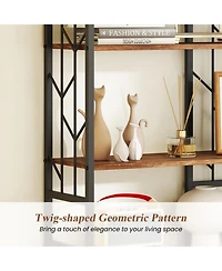 Sugift 6-Tier Geometric Bookcase with Heavy-Duty Metal Frame and Anti-Tipping Kits