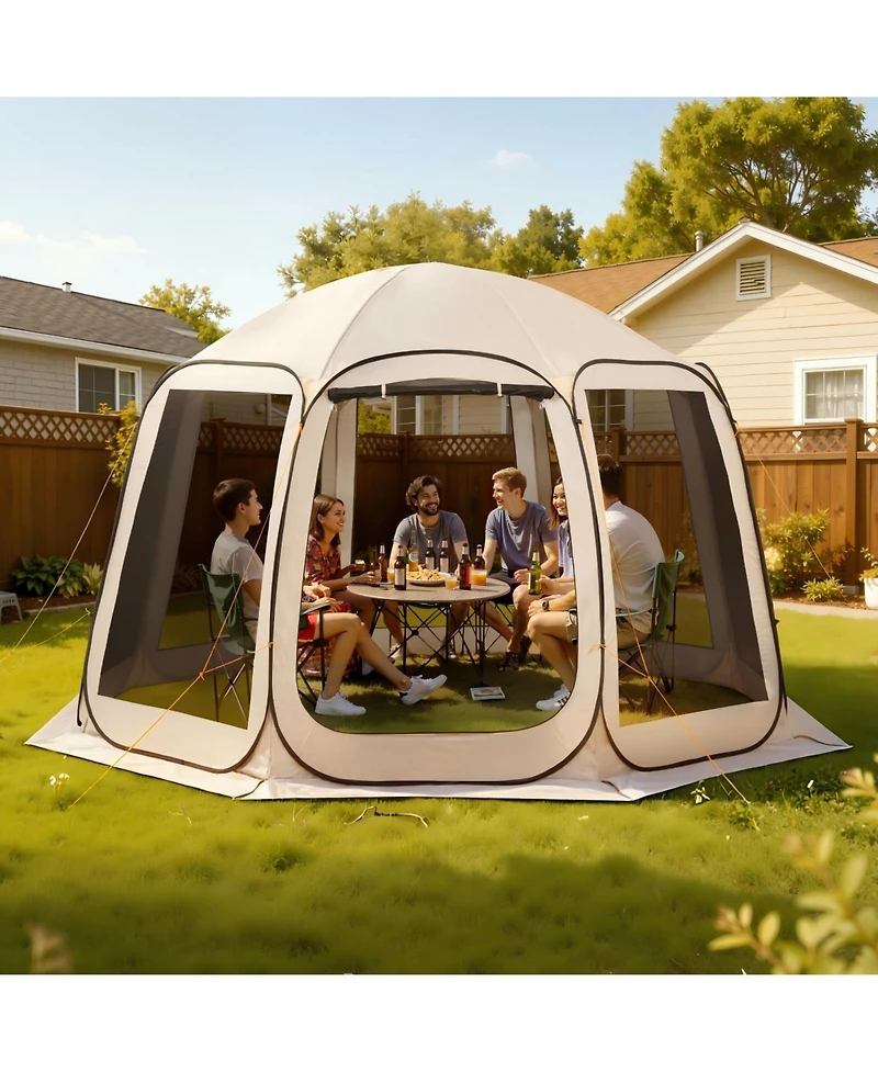 Gouun 12 x 11 ft Pop Up Screen House Tent for 10 to 12 People with Carry Bag