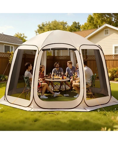 Gouun 12 x 11 ft Pop Up Screen House Tent for 10 to 12 People with Carry Bag