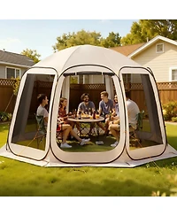 Gouun 12 x 11 ft Pop Up Screen House Tent for 10 to 12 People with Carry Bag
