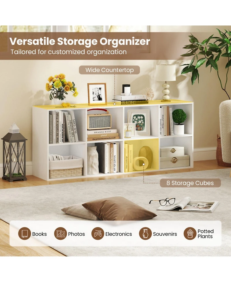 Sugift 8-Cube Bookcase Bookshelf with 2 Anti-Tipping Kits Storage Organizer