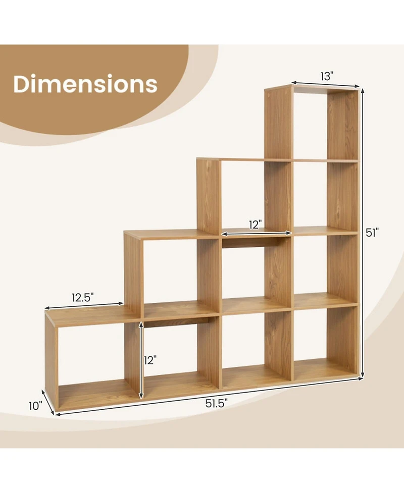 Sugift 4-Tier 10-Cube Bookshelf with 2 Anti-Tipping Kits for Home Office