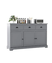 Sugift 3 Drawer Sideboard Buffet Storage Cabinet with Adjustable Shelves