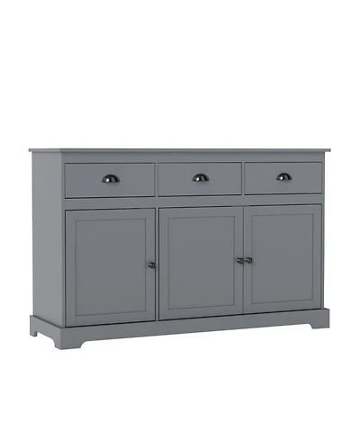Sugift 3 Drawer Sideboard Buffet Storage Cabinet with Adjustable Shelves