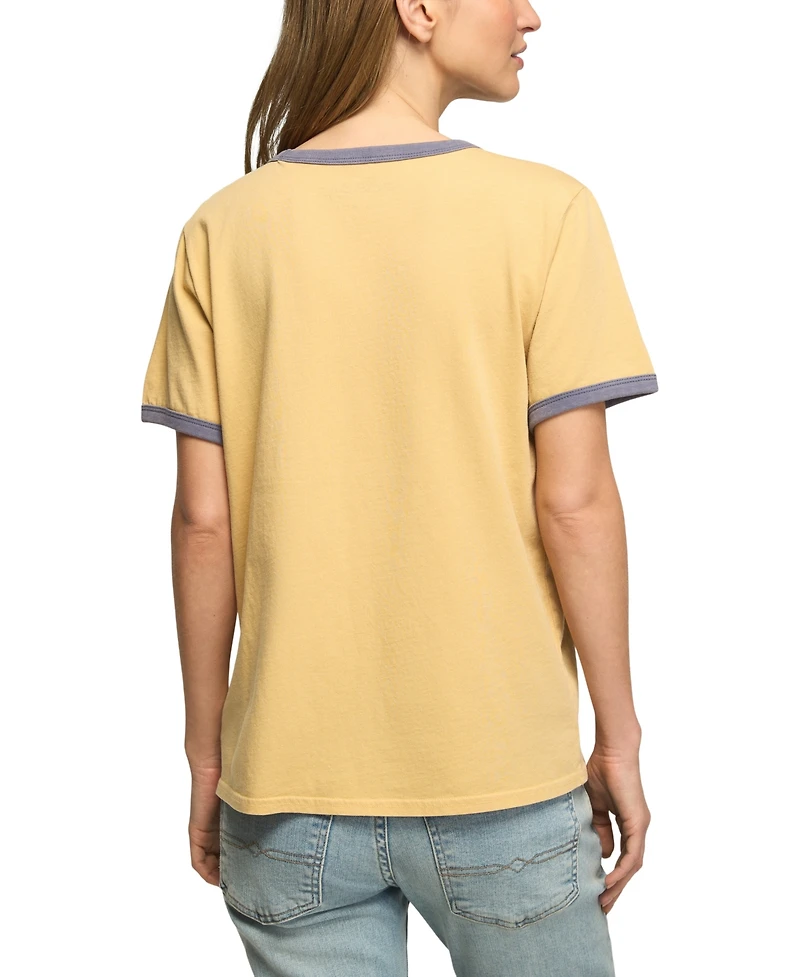 Lucky Brand Women's The Beach Boys Emblem Retro Graphic Ringer Tee