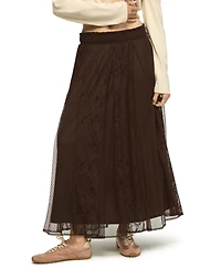 Lucky Brand Women's Allover Lace A-Line High-Waisted Floral Midi Skirt