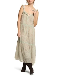 Lucky Brand Women's Tiered Henley Maxi Boho Paisley-Print Dress