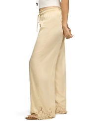 Lucky Brand Women's Pull-On Wide-Leg Lace Trim Pant