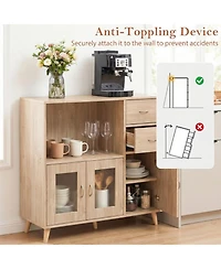 Sugift 36 Inch Sideboard Buffet Cabinet with Open Compartment and Drawers