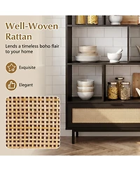 Sugift 64 Inch 6-Tier Tall Wooden Bookcase with 8 Open Cubes and Drawer