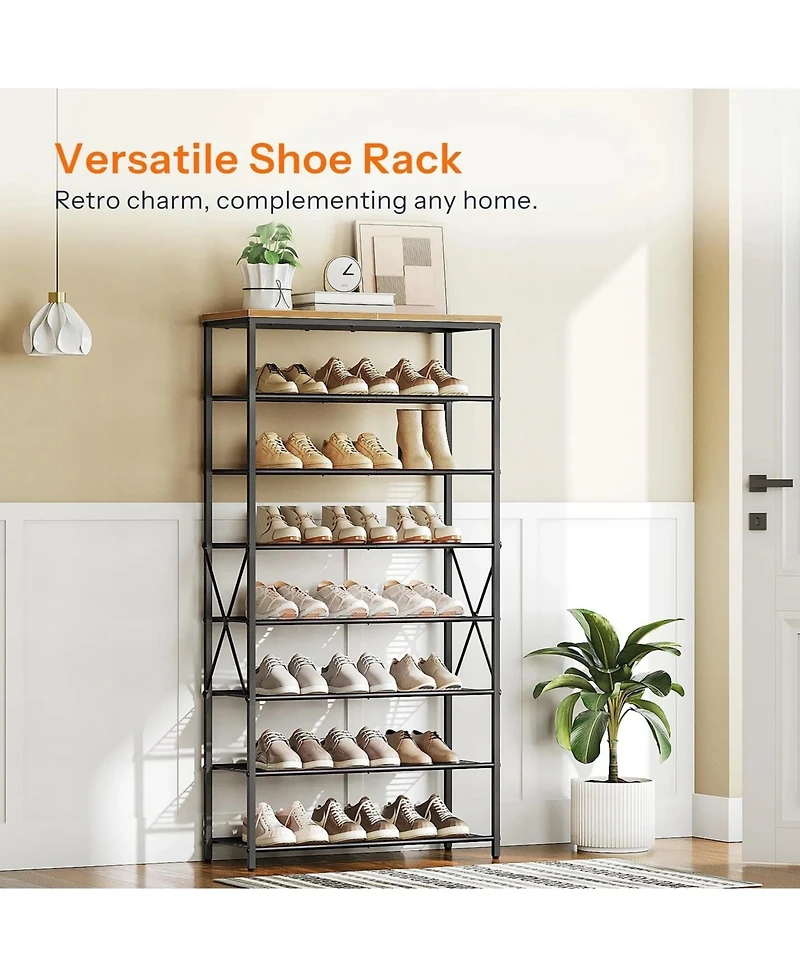 Slickblue Freestanding 8-Tier Metal Shoe Rack Organizer for Entryway Bedroom Closet Storage