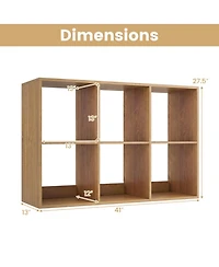 Sugift 6 Cube Bookshelf with Back Guardrail for Living Room Bedroom