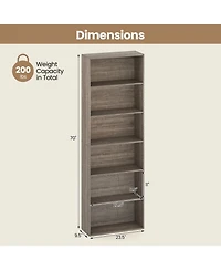 Sugift 6-Tier Bookcase with 6 Open Shelves and Anti-Toppling Kits
