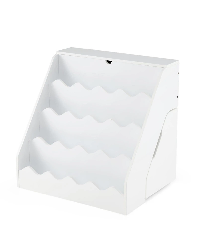 Sugift 2-In-1 Kids Bookshelf Toy Storage Organizer with 4-Layer Shelves Drawer and Flip Box